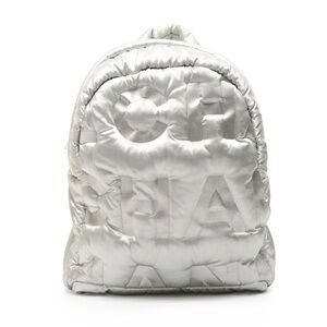 CHANEL Logo Padded Backpack/Daypack, Silver, WS26103